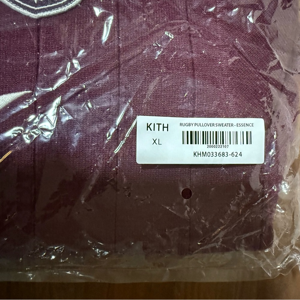 Kith Rugby Pullover Sweater in Essence (Maroon) Viscose Blend Satin Logo Size XL - Picture 7 of 8